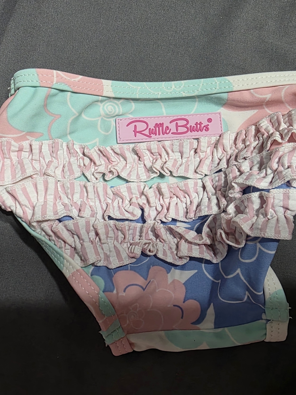 Ruffle Butts Pastel Floral Ruffle Swim Bottoms - Pink, Mint, Blue